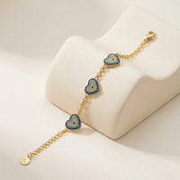 Turquoise Heart Evil Eye Bracelet - Anti Tarnish Gold Plated