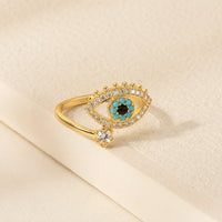 Evil Eye Adjustable Ring - Anti-Tarnish Gold Plated