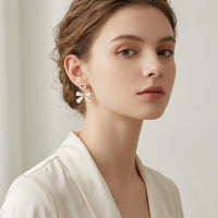 Pearl Heart Bow Drop Earrings | Coquette Korean Fashion Jewelry