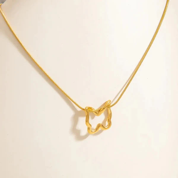 Butterfly Gold Plated Necklace on Snake Chain | Anti-Tarnish & Waterproof | Korean Style Aesthetic