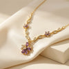Elegant Amethyst Floral Vine Necklace | Anti-Tarnish Gold Plated Pendant-Tulip