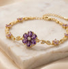 Tulip Purple Floral Amethyst Anti-Tarnish Bracelet - Gold Plated Flower Design