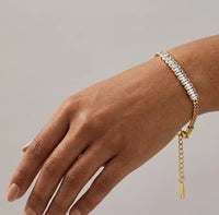 Baguette Crystal Anti-Tarnish Gold-Plated Bracelet