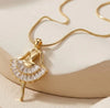 Korean Style Crystal Ballerina Pendant Necklace - Anti-Tarnish Gold Plated