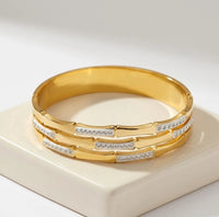 Bamboo Link Anti-Tarnish Gold-Plated Stacked Bracelet