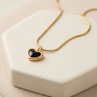Black Heart Pendant Anti-Tarnish Gold-Plated Necklace | Minimalist Daily Wear Jewelry