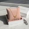 Bow Necklace Gold Plated (Anti-Tarnish) – Korean Style Dainty Ribbon Pendant for Women & Girls