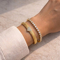 The "Main Character" Bracelet Stack | Heart Bangle & Tennis Chain Combo