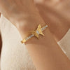 Butterfly Zirconia Gold Plated Bangle - Anti Tarnish Charm Bracelet for Women