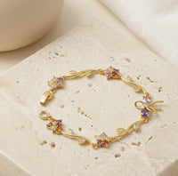 Korean Style Dainty Floral Butterfly Gold Plated Bracelet-Tulip