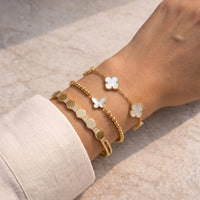 Gold-Plated 3-Piece Bracelet Stack | Clover, Butterfly & Geometric Bangle