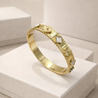 Clover Anti-Tarnish Gold Plated Bangle Bracelet - Korean Style Luxury Jewelry