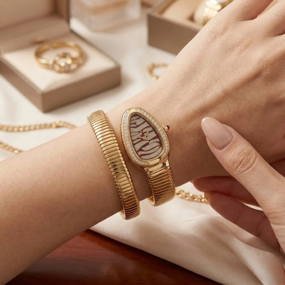 The Serpent Coil Watch - Anti-Tarnish Gold Plated | Moncheri Jewels