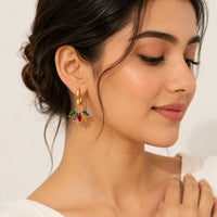 Colorful Marquise Stone Gold Plated Hoop Earrings - Anti Tarnish