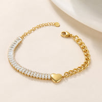 Baguette Crystal Heart Anti Tarnish Gold Plated Bracelet