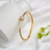 Pave Knot Gold Plated Bangle - Anti-Tarnish Crystal Cuff Bracelet for Women