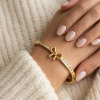 Dainty Bow Cuff Bracelet | Anti-Tarnish Gold Plated Bangle