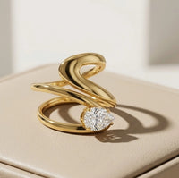 Swirl Teardrop CZ Ring | Anti-Tarnish Statement Fashion Jewelry