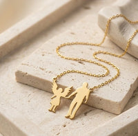 Father & Angel Daughter Silhouette Necklace | Anti-Tarnish Fashion Jewelry