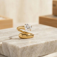 Heart Solitaire Wrap Ring - Anti-Tarnish Gold Plated | Moncheri