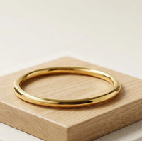 Minimalist Thick Gold Plated Bangle - Anti Tarnish Everyday Wear ( baby size)