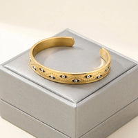 Evil Eye Gold Plated Cuff Bangle | Anti-Tarnish Bracelet