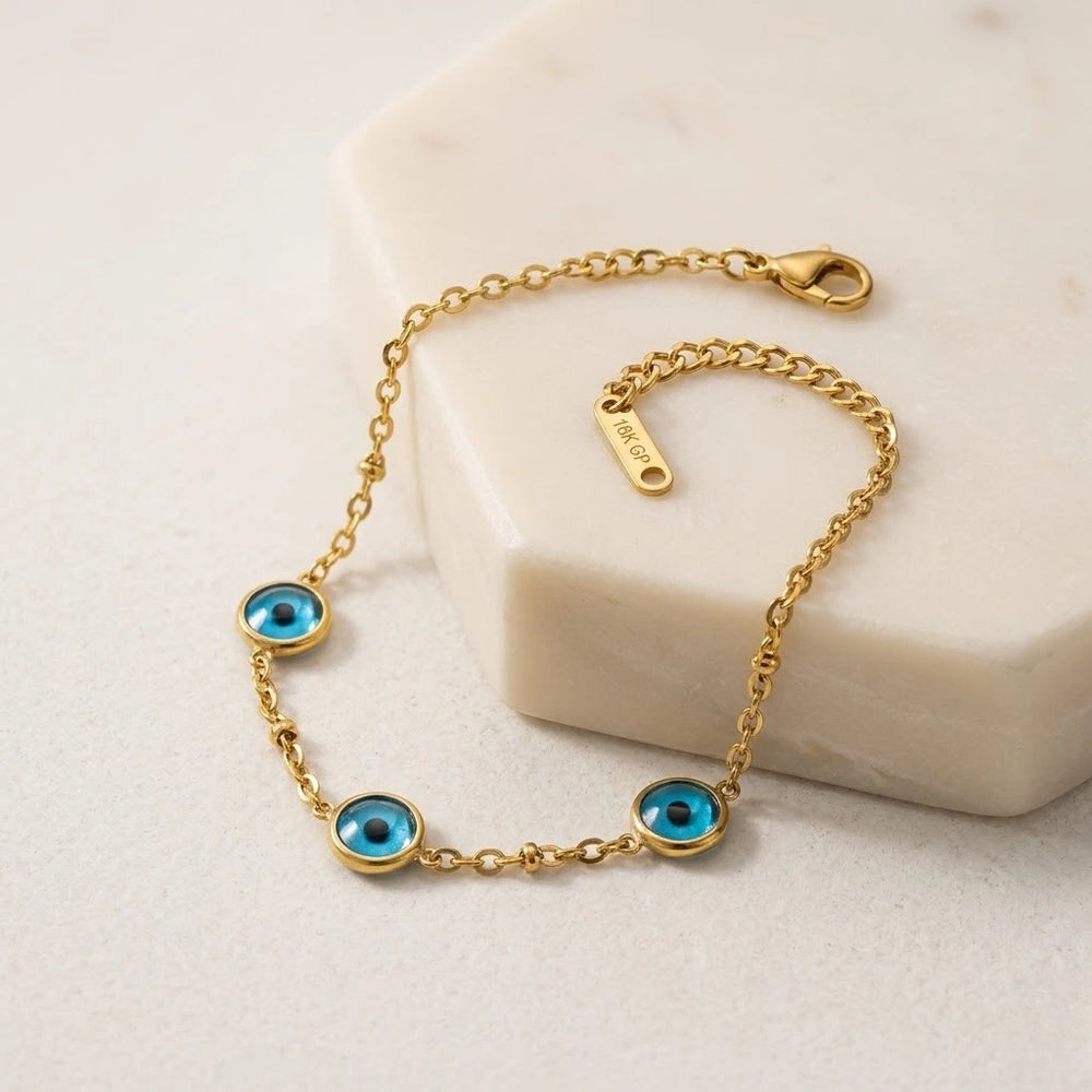 Evil Eye Gold Plated Bracelet - Anti Tarnish Minimalist Chain