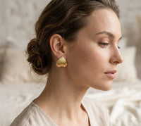 Ribbed Heart-Shaped Vintage Studs | Anti-Tarnish Fashion Jewelry