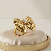 Bow Tie Statement Ring with CZ Stone - Anti Tarnish