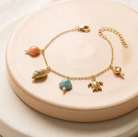 Ocean Shell & Turtle Charm Bracelet - Anti-Tarnish Fashion Jewelry