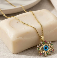 Multicolor Evil Eye Necklace | Anti-Tarnish Fashion Pendant