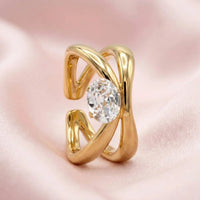 Criss Cross Solitaire Ring - Anti Tarnish Fashion Jewelry