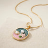 Korean Aesthetic Floral Enamel Pearl Pendant Necklace - Anti-Tarnish Gold Plated