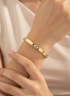 Evil Eye Anti-Tarnish Gold Plated Bangle Bracelet for Women