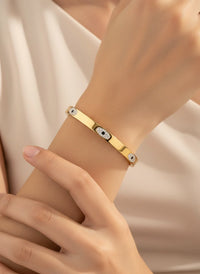 Evil Eye Anti-Tarnish Gold Plated Bangle Bracelet for Women