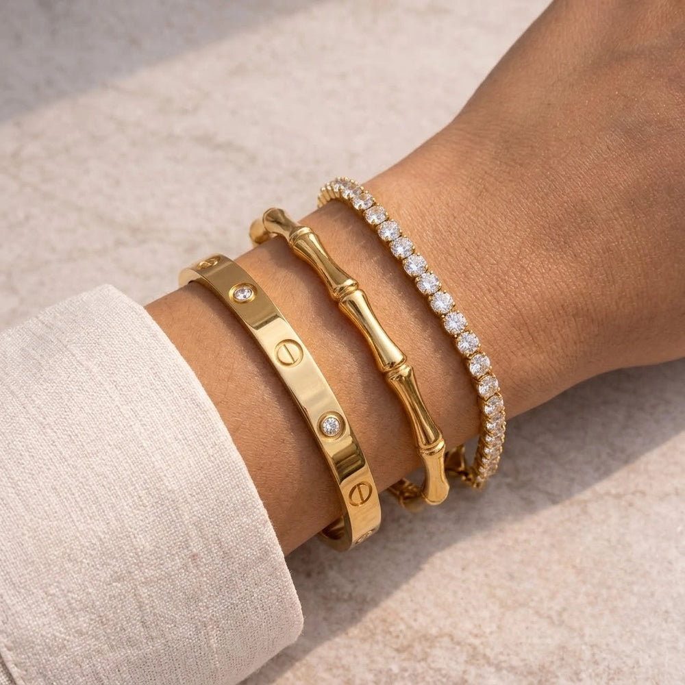 Anti-Tarnish Gold Plated 3-Piece Bracelet Stack - The IT-Girl Combo