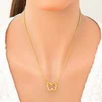 Butterfly Gold Plated Necklace on Snake Chain | Anti-Tarnish & Waterproof | Korean Style Aesthetic