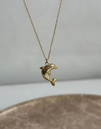 Dolphin Pendant Necklace – Anti-Tarnish Gold Plated | Waterproof Cute Animal Jewelry