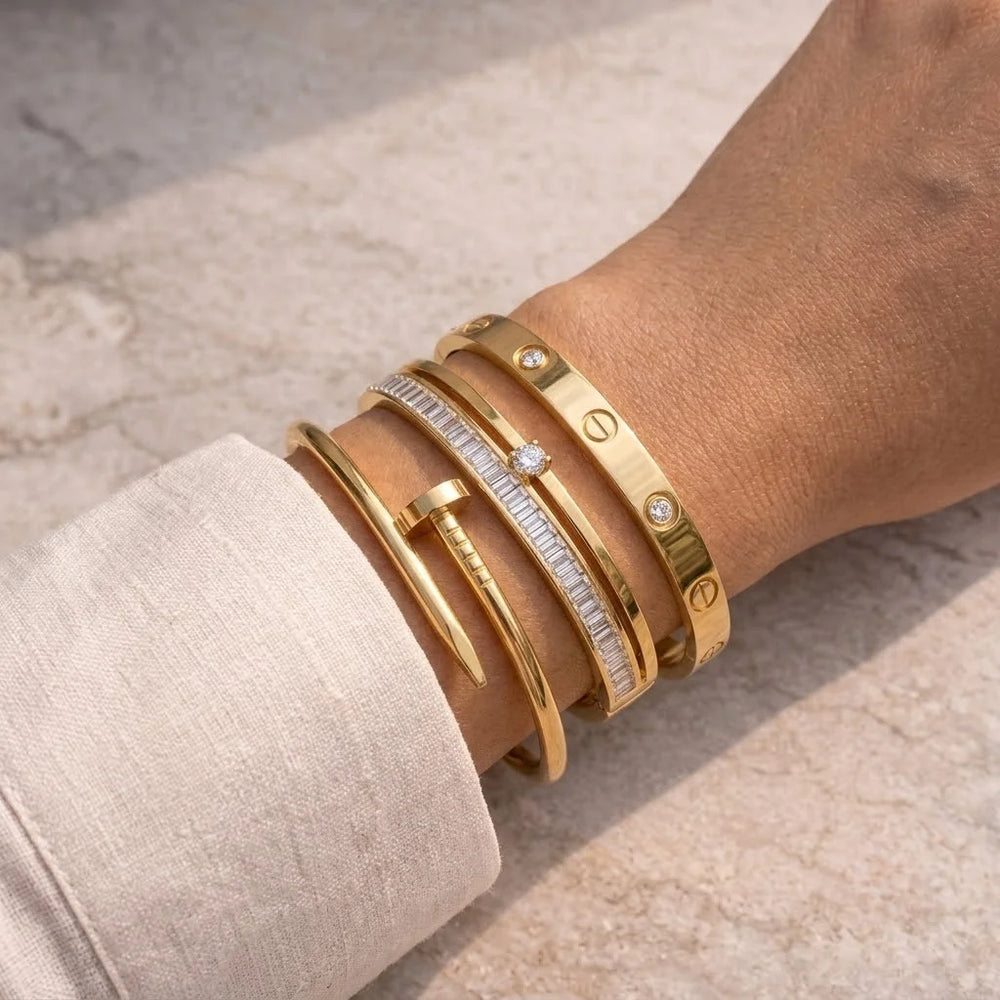 Anti-Tarnish Gold Plated 3-Piece Minimalist Bracelet Stack