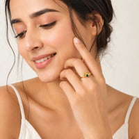 Sunburst Green Stone Adjustable Ring - Anti Tarnish Gold Plated