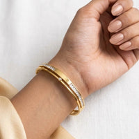 Elegant Baguette Zirconia Anti-Tarnish Gold-Plated Bangle Bracelet