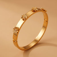 Daisy Bloom Anti-Tarnish Gold Plated Bangle Bracelet
