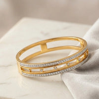 Double Layered CZ Crystal Anti-Tarnish Gold-Plated Bracelet