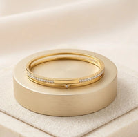 Elegant Baguette Zirconia Anti-Tarnish Gold-Plated Bangle Bracelet