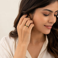 Emerald Green Bow Adjustable Ring | Anti-Tarnish Gold Plated