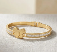Butterfly Charm Crystal Bracelet | Anti-Tarnish Gold-Plated