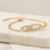 Moving Triple Stone Anti-Tarnish Gold Plated Bracelet