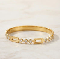Geometric Cutout CZ Anti-Tarnish Gold Plated Bracelet