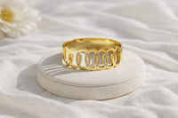 Geometric Oval Link Cuff Bracelet | Anti-Tarnish Gold Plated | Waterproof Korean Jewellery