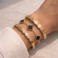 3-Piece Clover & Crystal Gold Plated Bracelet Set (Anti-Tarnish)